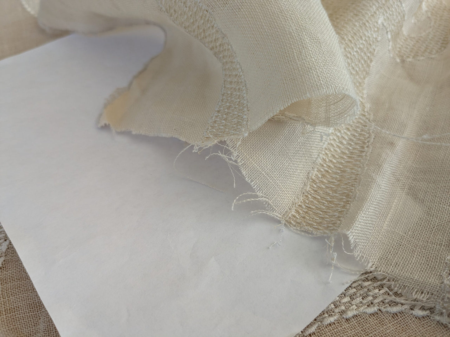 43 EV47 Square Scalamandre Sheer Cream White Novelty 19"x52"