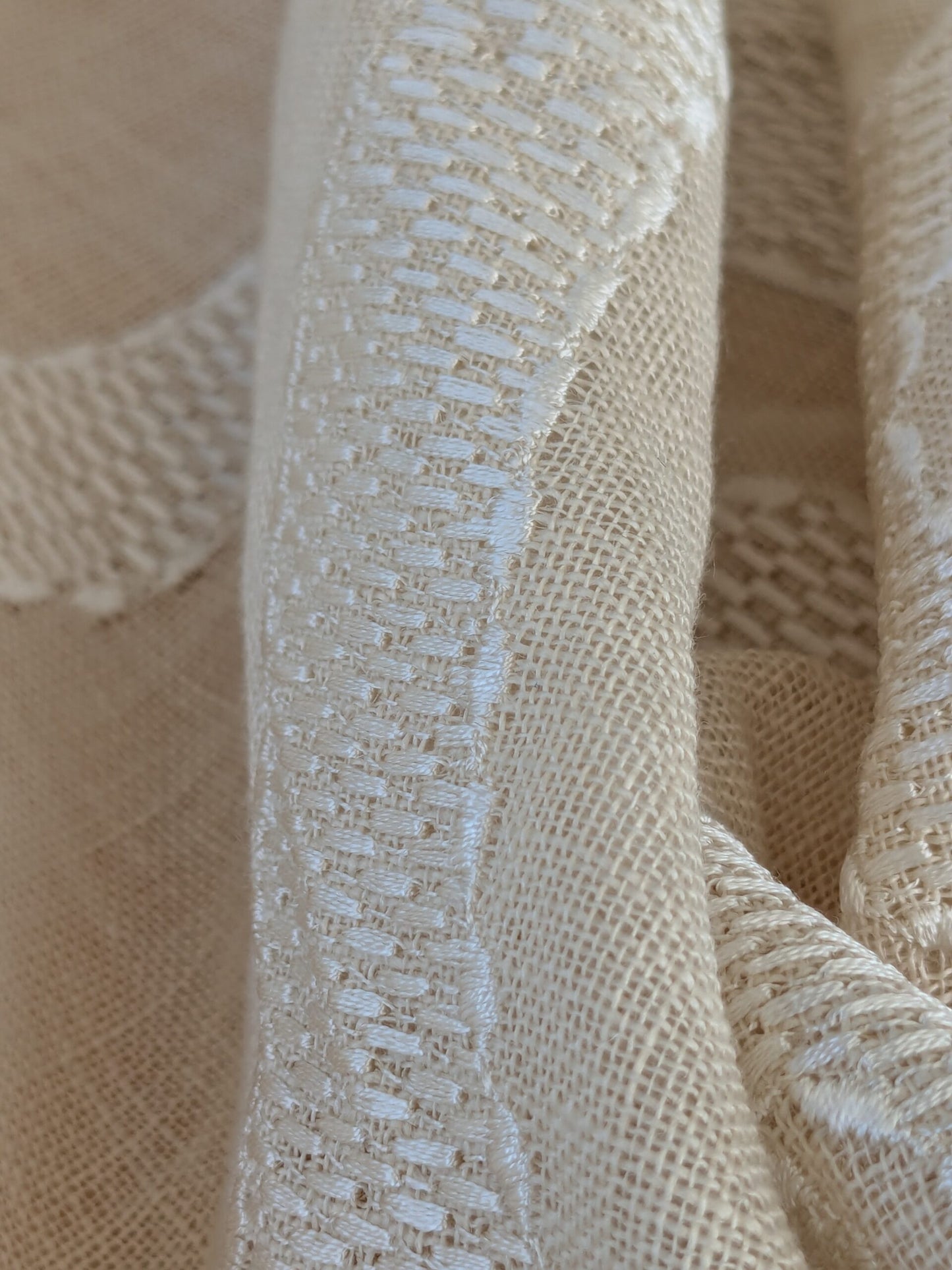 43 EV47 Square Scalamandre Sheer Cream White Novelty 19"x52"