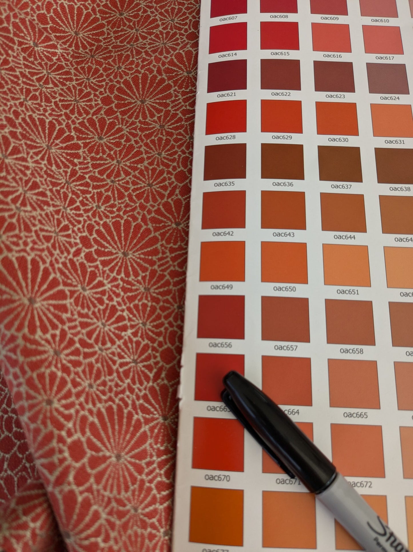 44 EV47 Square Scalamandre Jean Paul Gaultier Obi Brique Red Floral Small Scale  25"X26"