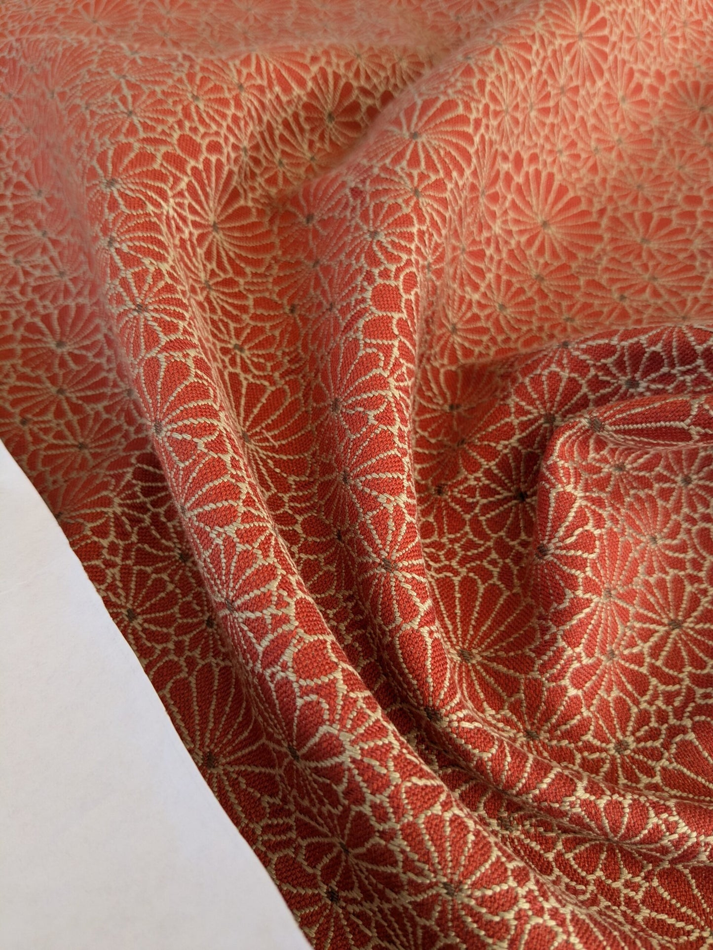 44 EV47 Square Scalamandre Jean Paul Gaultier Obi Brique Red Floral Small Scale  25"X26"