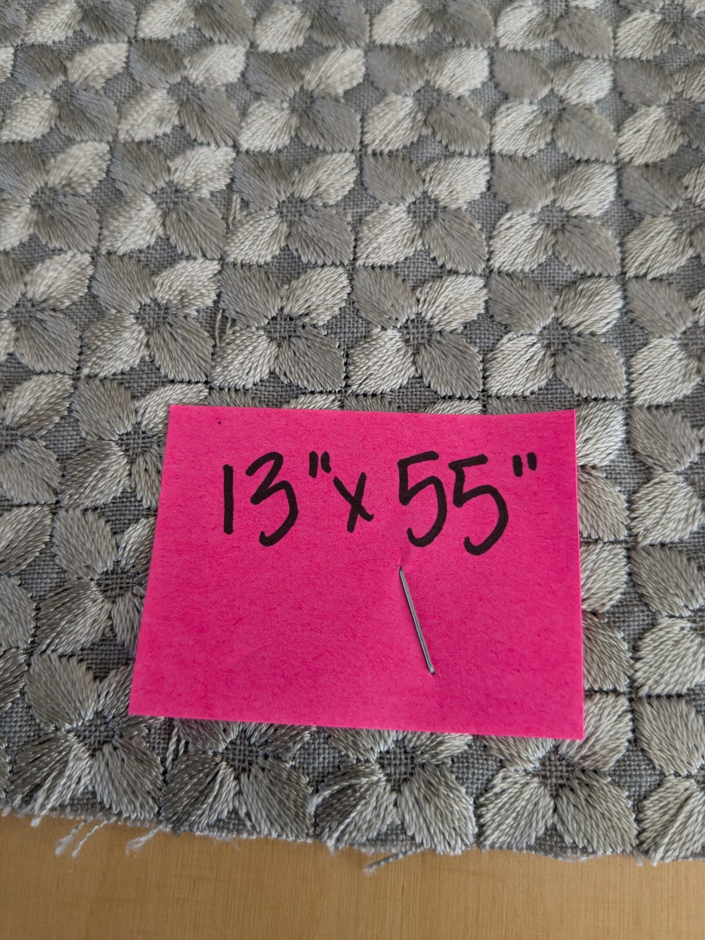 45 EV47 Square Scalamandre Gray Small Scale Texture Floral Embroidery  13" x 55"