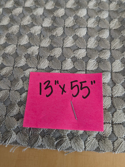 45 EV47 Square Scalamandre Gray Small Scale Texture Floral Embroidery  13" x 55"