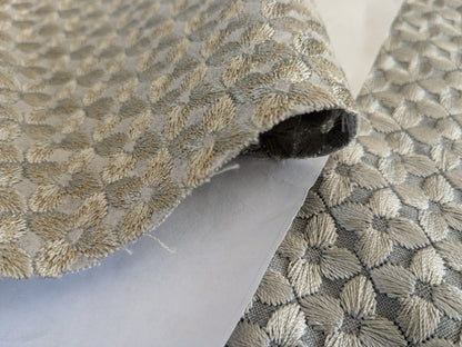 45 EV47 Square Scalamandre Gray Small Scale Texture Floral Embroidery  13" x 55"