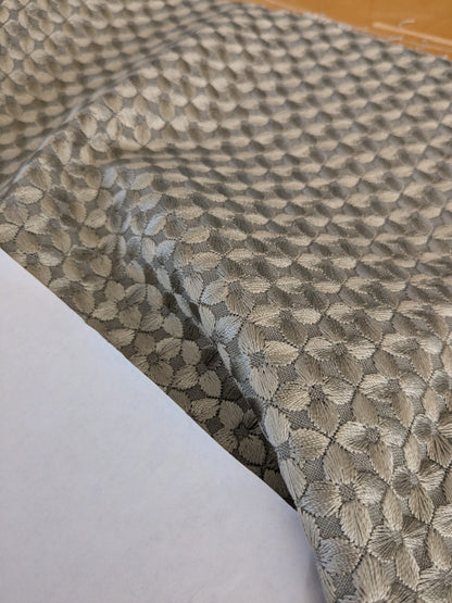 45 EV47 Square Scalamandre Gray Small Scale Texture Floral Embroidery  13" x 55"