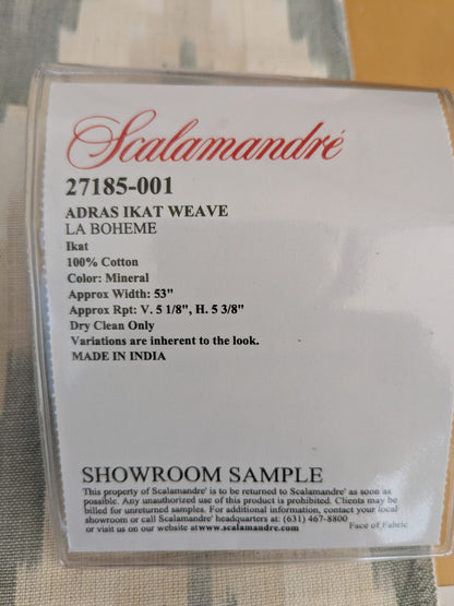 46 EV47 Square Scalamandre Adras Ikat Weave Mineral Gray Beige Cotton Chevron Herringbone MSRP USD150/y