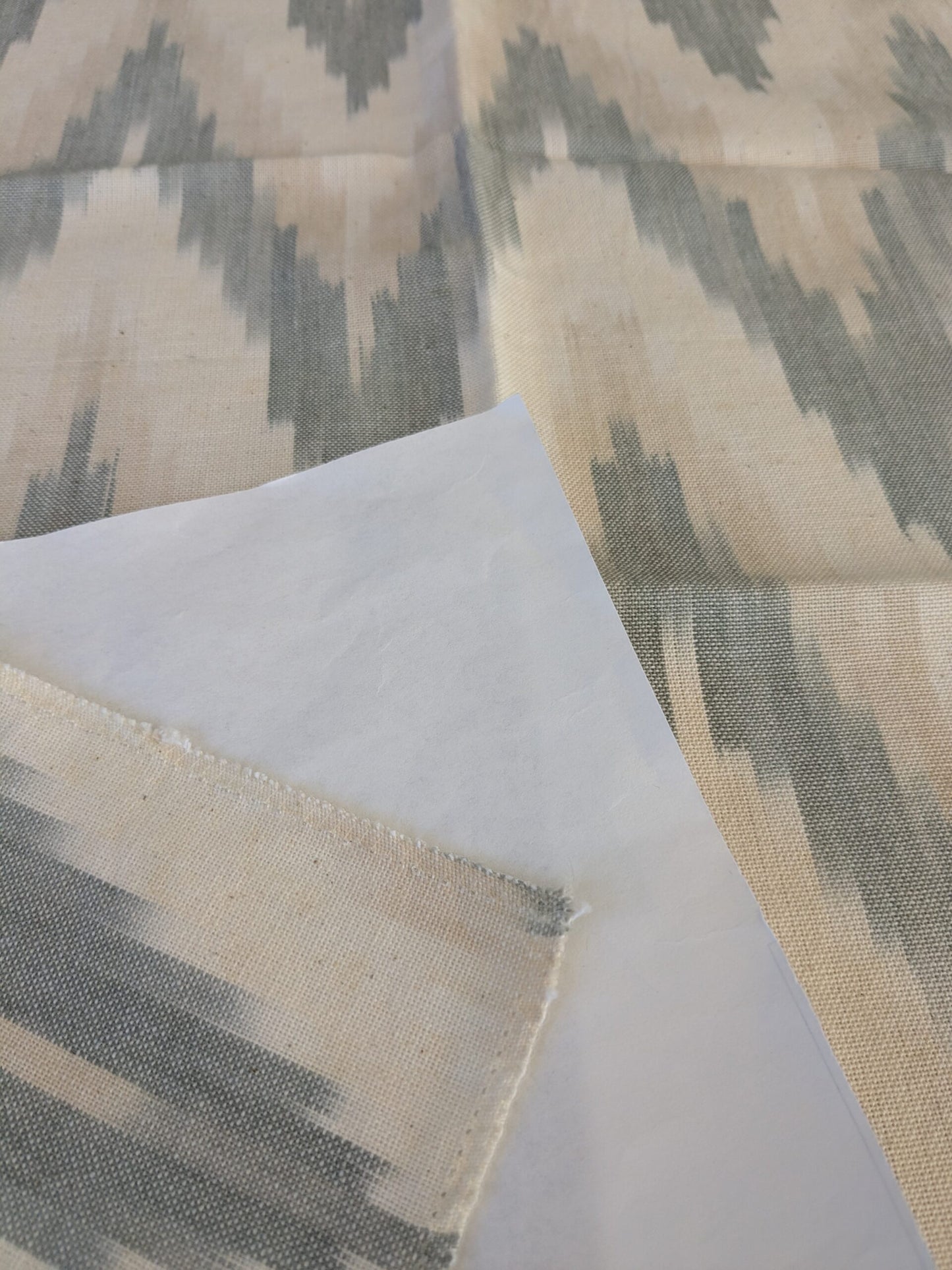 46 EV47 Square Scalamandre Adras Ikat Weave Mineral Gray Beige Cotton Chevron Herringbone MSRP USD150/y