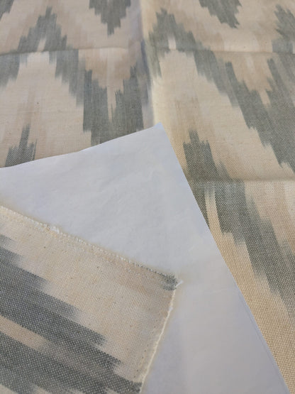46 EV47 Square Scalamandre Adras Ikat Weave Mineral Gray Beige Cotton Chevron Herringbone MSRP USD150/y