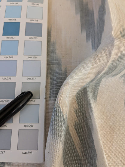 46 EV47 Square Scalamandre Adras Ikat Weave Mineral Gray Beige Cotton Chevron Herringbone MSRP USD150/y