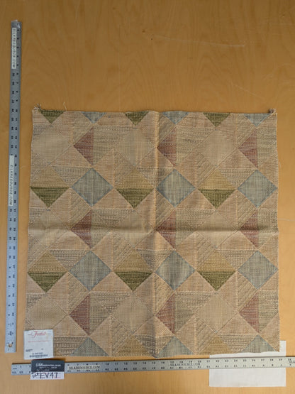 49 EV47 Square Scalamandre Old World Weavers Calabash Pastel Beige Green Blue Red Diamond Ogee