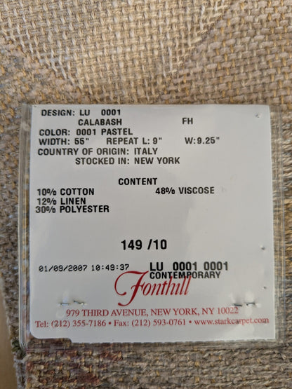 49 EV47 Square Scalamandre Old World Weavers Calabash Pastel Beige Green Blue Red Diamond Ogee