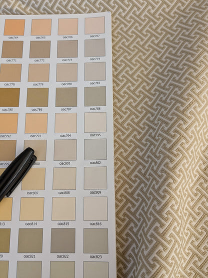 51 EV47 Square Scalamandre Mandarin Weave Sand Cream Beige Geometric Fretwork Small Scale MSRP USD206/y 25"x27"