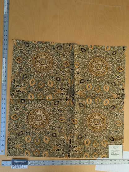 53 EV47 Square Scalamandre Grey Watkins Bessarabia Reseda Green Gold Arabic Brocade Paisley MSRP USD 264/Y 25"x 25"