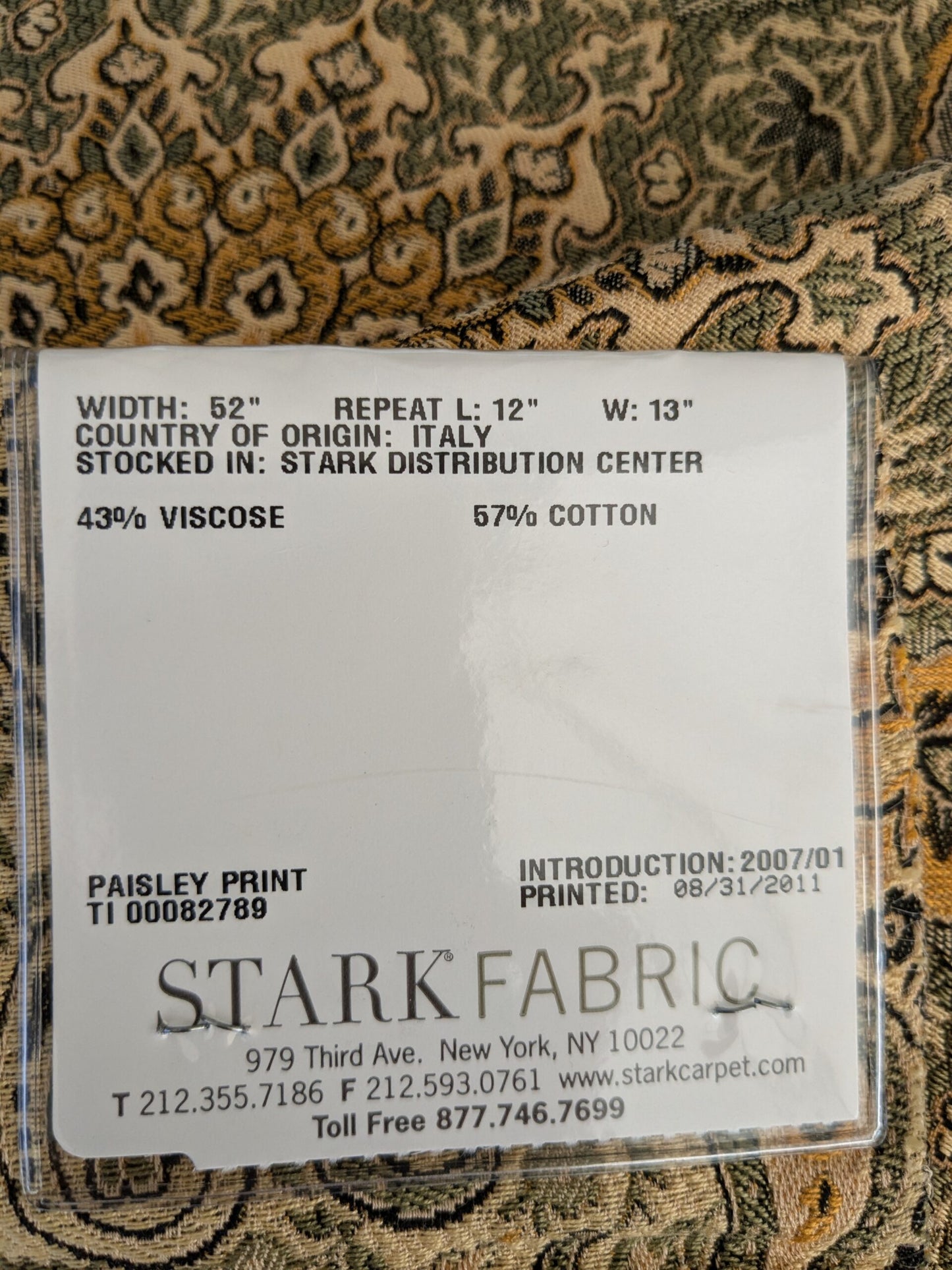 53 EV47 Square Scalamandre Grey Watkins Bessarabia Reseda Green Gold Arabic Brocade Paisley MSRP USD 264/Y 25"x 25"