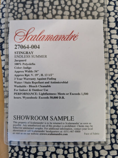 55 EV47 Square Scalamandre Stingray Indigo Blue White Small Scale Texture Outdoor MSRP USD 250/y 25"x25"