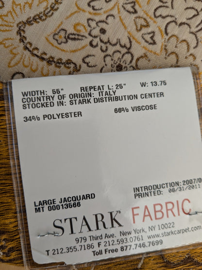 56 EV47 Square Scalamandre Camargue Amber Beige Brown Floral Botanical Foliage Paisley
