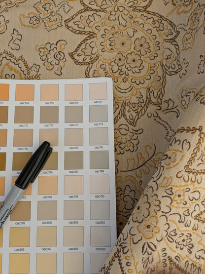 56 EV47 Square Scalamandre Camargue Amber Beige Brown Floral Botanical Foliage Paisley