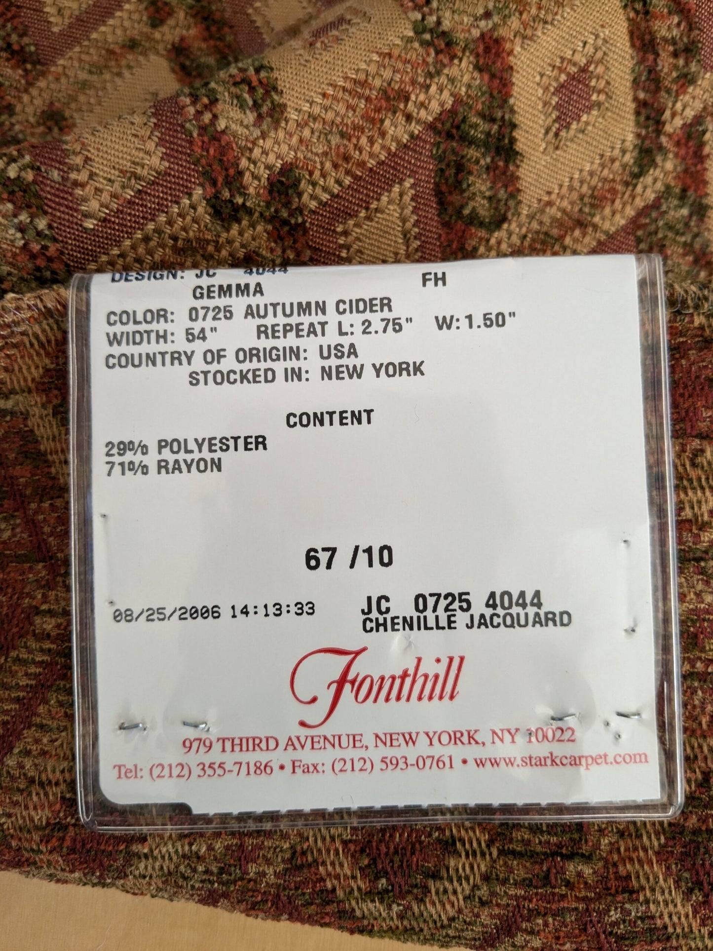 57 EV47 Square Scalamandre Fonthill Gemma Autumn Cider Diamond Ogee Red Brown
