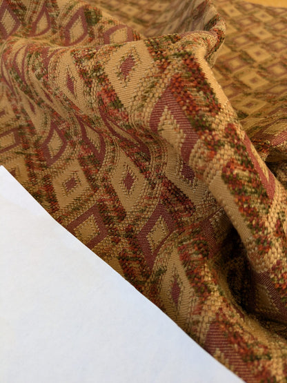 57 EV47 Square Scalamandre Fonthill Gemma Autumn Cider Diamond Ogee Red Brown