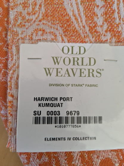 58 EV47 Square Scalamandre Old World Weavers Harwich Kumquat Orange Jacquard Paisley MSRP USD194/y