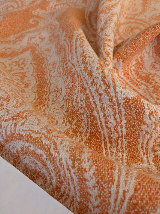58 EV47 Square Scalamandre Old World Weavers Harwich Kumquat Orange Jacquard Paisley MSRP USD194/y