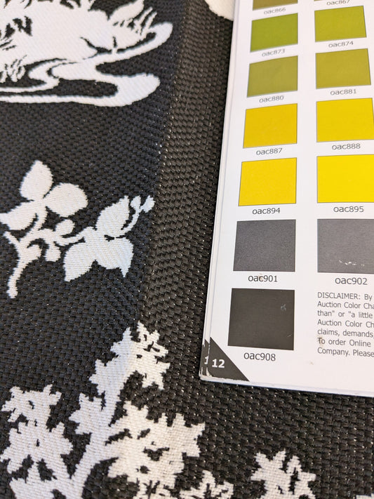 59 EV47 Square Scalamandre LILY POND COAL Black and White Outdoors Bird/ Animal Chinoiserie