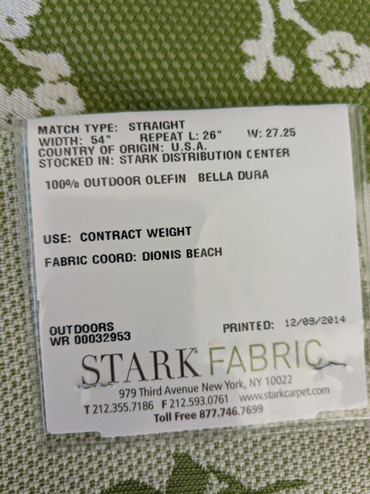 61 EV47 Square Scalamandre LILY POND Grass Green and White Outdoors Bird/ Animal Chinoiserie