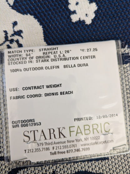 62 EV47 Square Scalamandre LILY POND Indigo Deep Blue and White Outdoors Bird/ Animal Chinoiserie  26"x26"