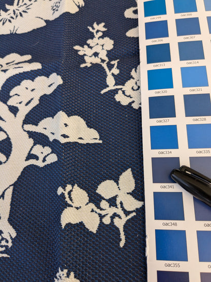 62 EV47 Square Scalamandre LILY POND Indigo Deep Blue and White Outdoors Bird/ Animal Chinoiserie  26"x26"