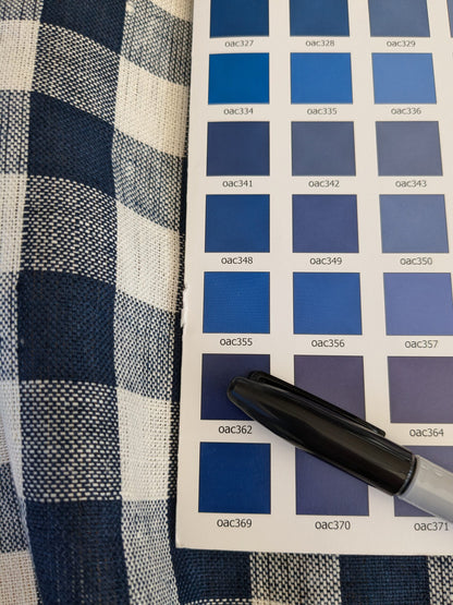 63 EV47 Square Scalamandre Swedish Linen Check Indigo Blue White Plaid Check MSRP USD 150/y