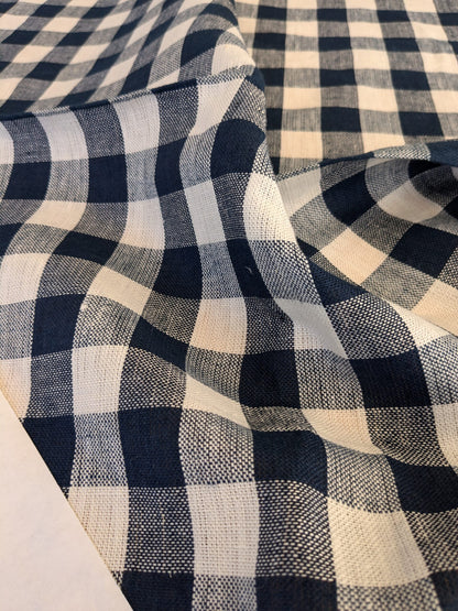 63 EV47 Square Scalamandre Swedish Linen Check Indigo Blue White Plaid Check MSRP USD 150/y