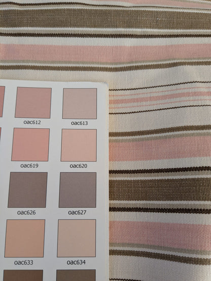 66 EV47 Square Scalamandre Andover Cotton Stripe Blush Pink Brown White Cotton Chatham Stripes &amp; Plaids