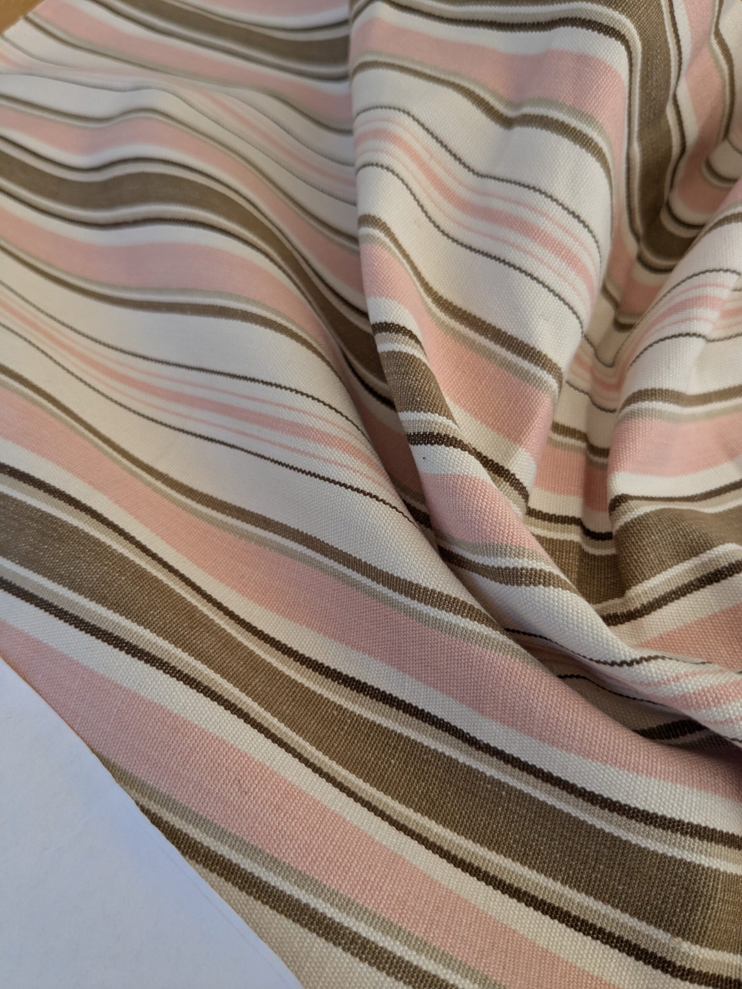 66 EV47 Square Scalamandre Andover Cotton Stripe Blush Pink Brown White Cotton Chatham Stripes &amp; Plaids