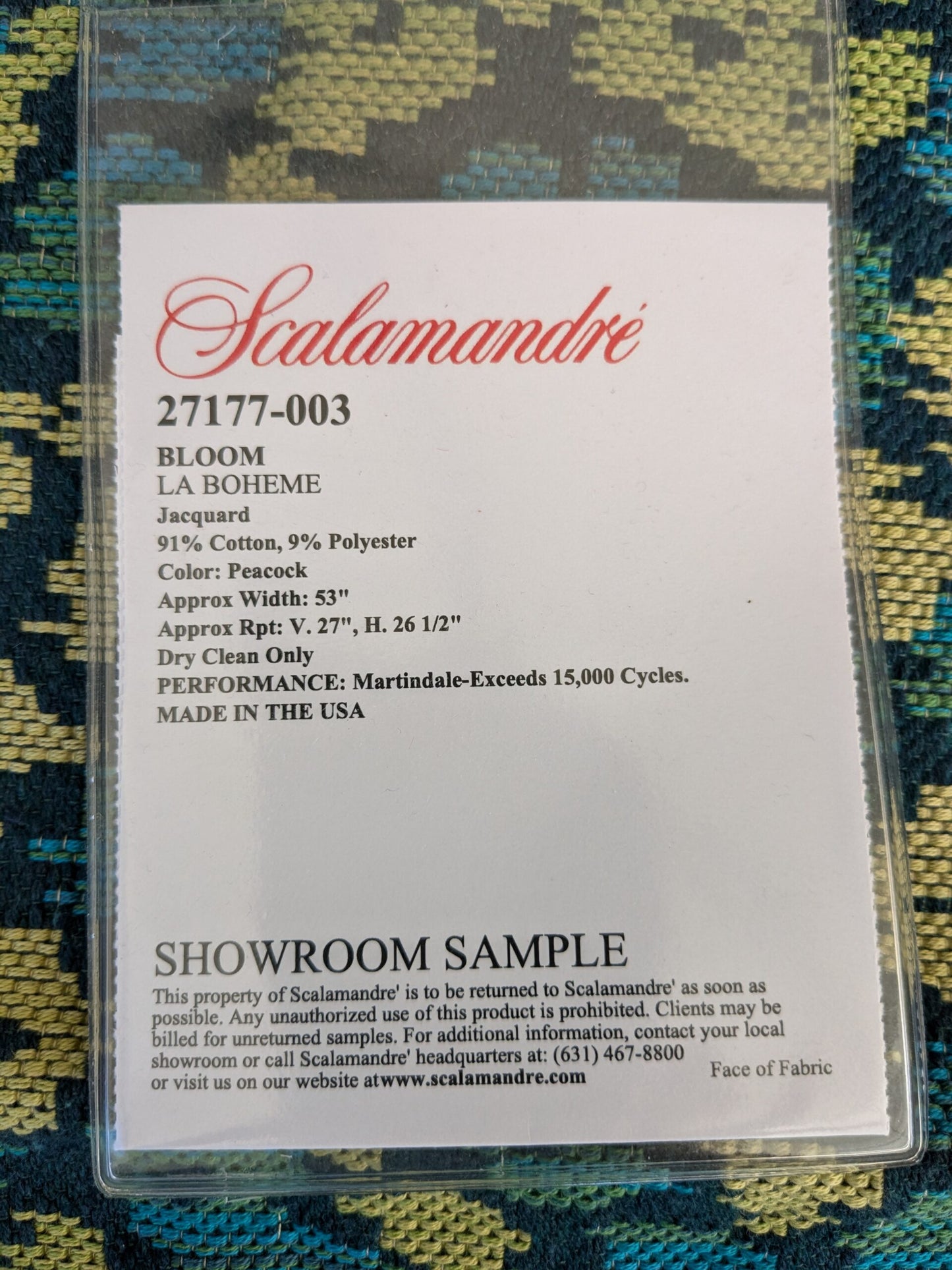 68 EV47 Square Scalamandre Bloom Peacock Green Blue Black Small Scale Dots Cotton MSRP USD300+/y 25"x26"