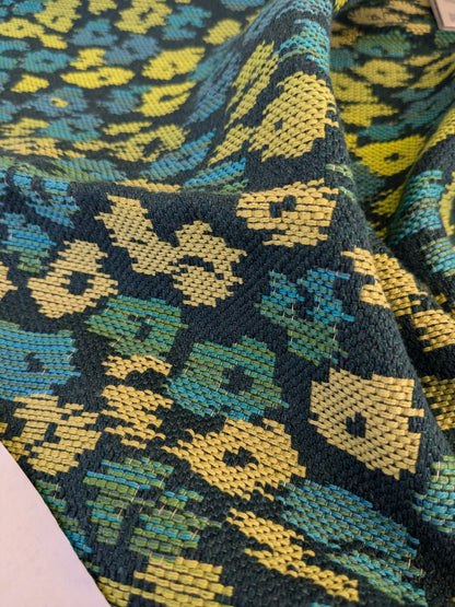 68 EV47 Square Scalamandre Bloom Peacock Green Blue Black Small Scale Dots Cotton MSRP USD300+/y 25"x26"