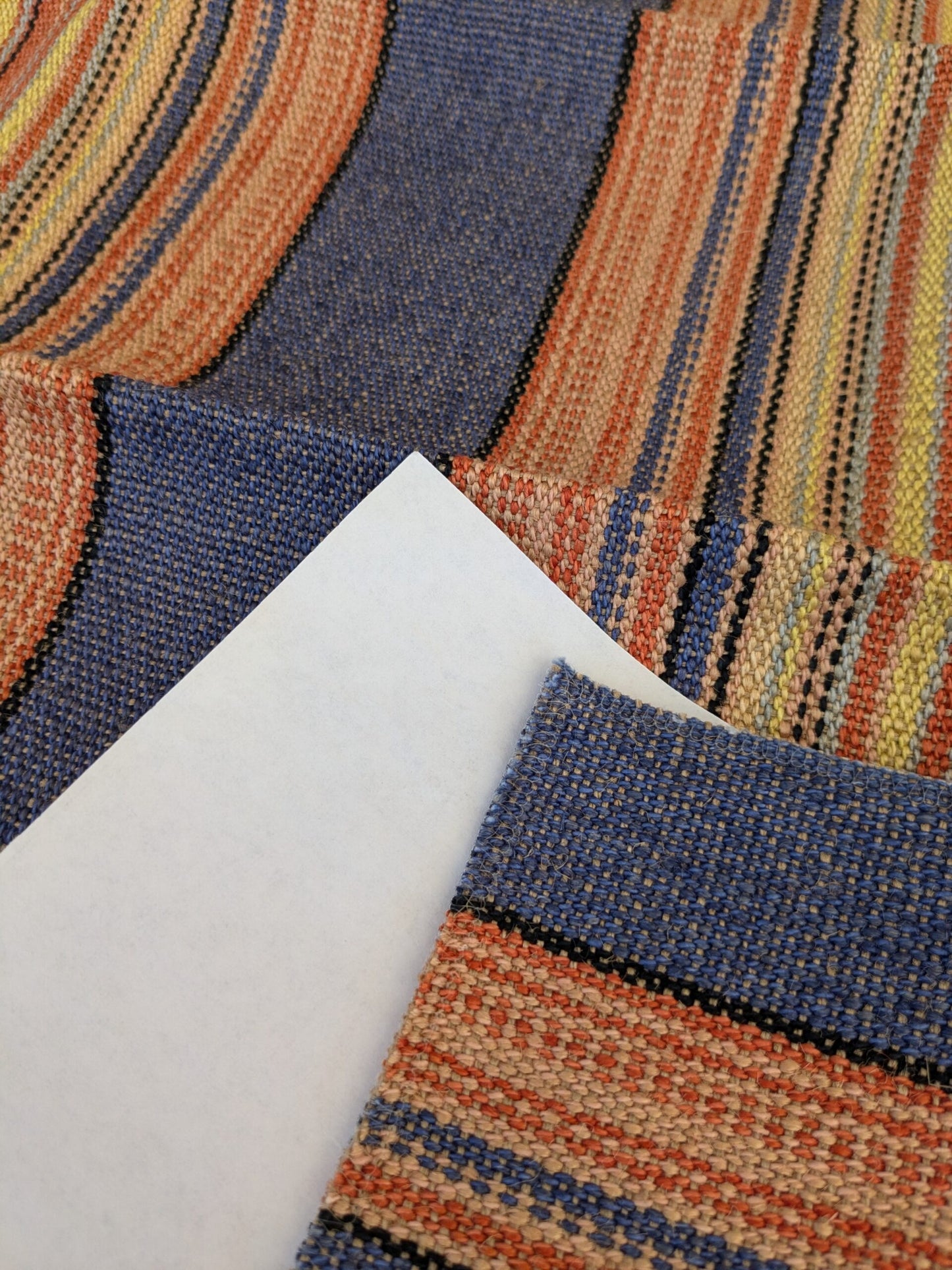 70 EV47 Square Scalamandre Grey Watkins Missouri Stripe Blue Orange Yellow Jute Cotton