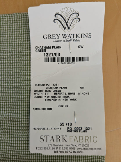 71 EV47 Square Scalamandre Grey Watkins Chatham Plain Green White Cotton Small Scale Texture 26"x26"