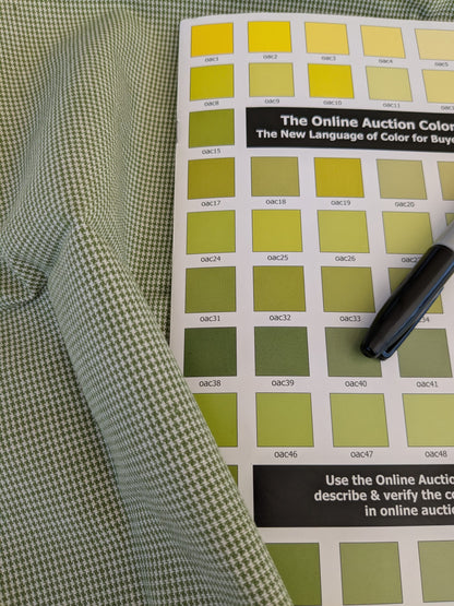 71 EV47 Square Scalamandre Grey Watkins Chatham Plain Green White Cotton Small Scale Texture 26"x26"