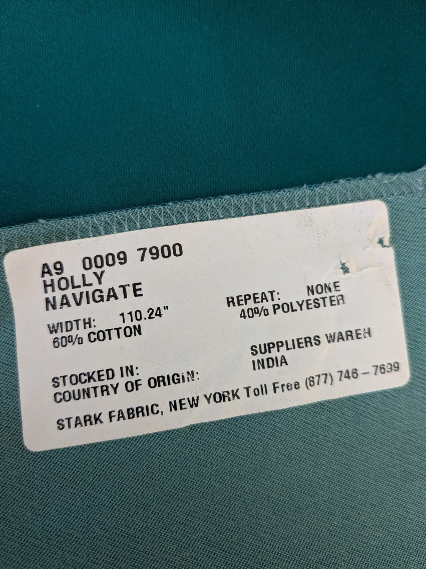 82 EV47 Square Scalamandre Holly Navigate Aqua Cotton Polyester Plain Solid 27"x27"