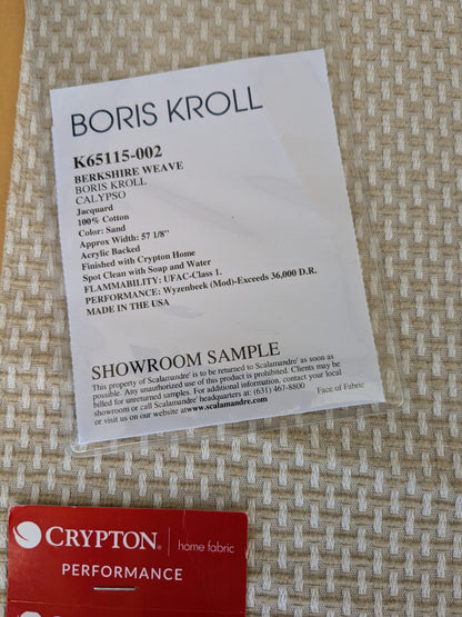 84 EV47 Square Scalamandre Boris Kroll Berkshire Weave Sand Beige Small Scale Texture Cotton