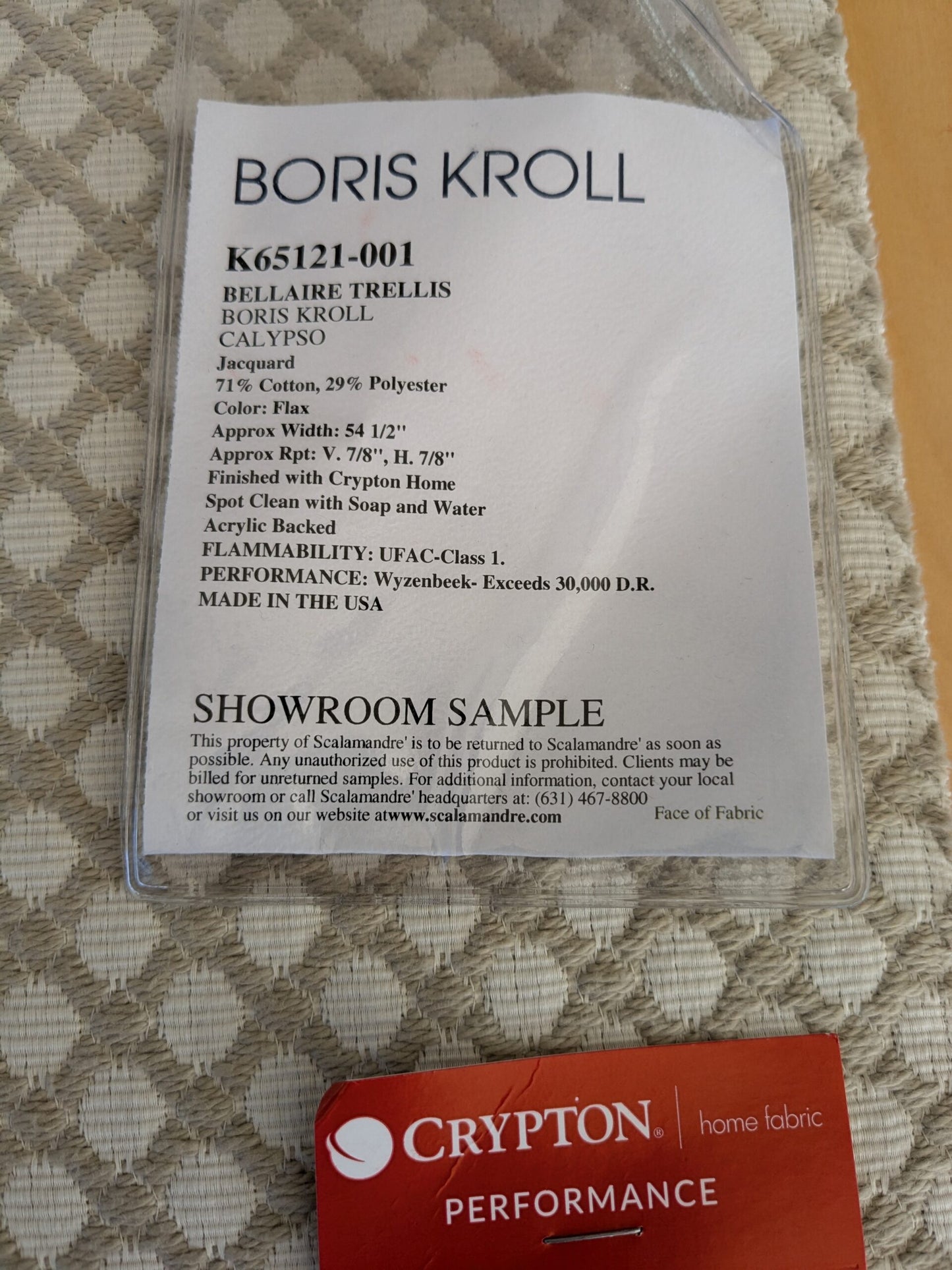 86 EV47 Square Scalamandre Boris Kroll Bellaire Trellis Flax Light Brown Jacquard Cotton Small Scale Texture Diamond 27"x26"