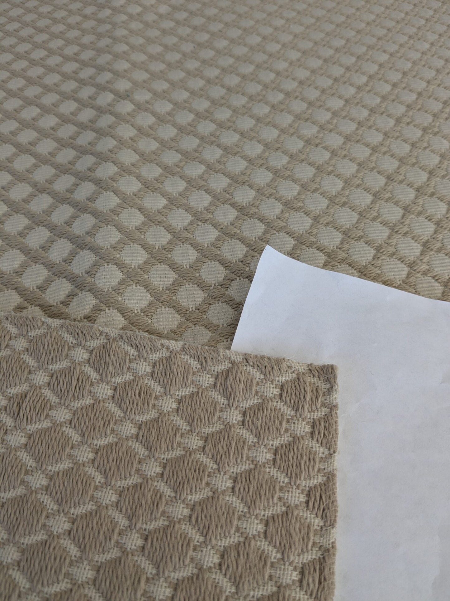 86 EV47 Square Scalamandre Boris Kroll Bellaire Trellis Flax Light Brown Jacquard Cotton Small Scale Texture Diamond 27"x26"