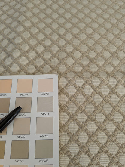 86 EV47 Square Scalamandre Boris Kroll Bellaire Trellis Flax Light Brown Jacquard Cotton Small Scale Texture Diamond 27"x26"