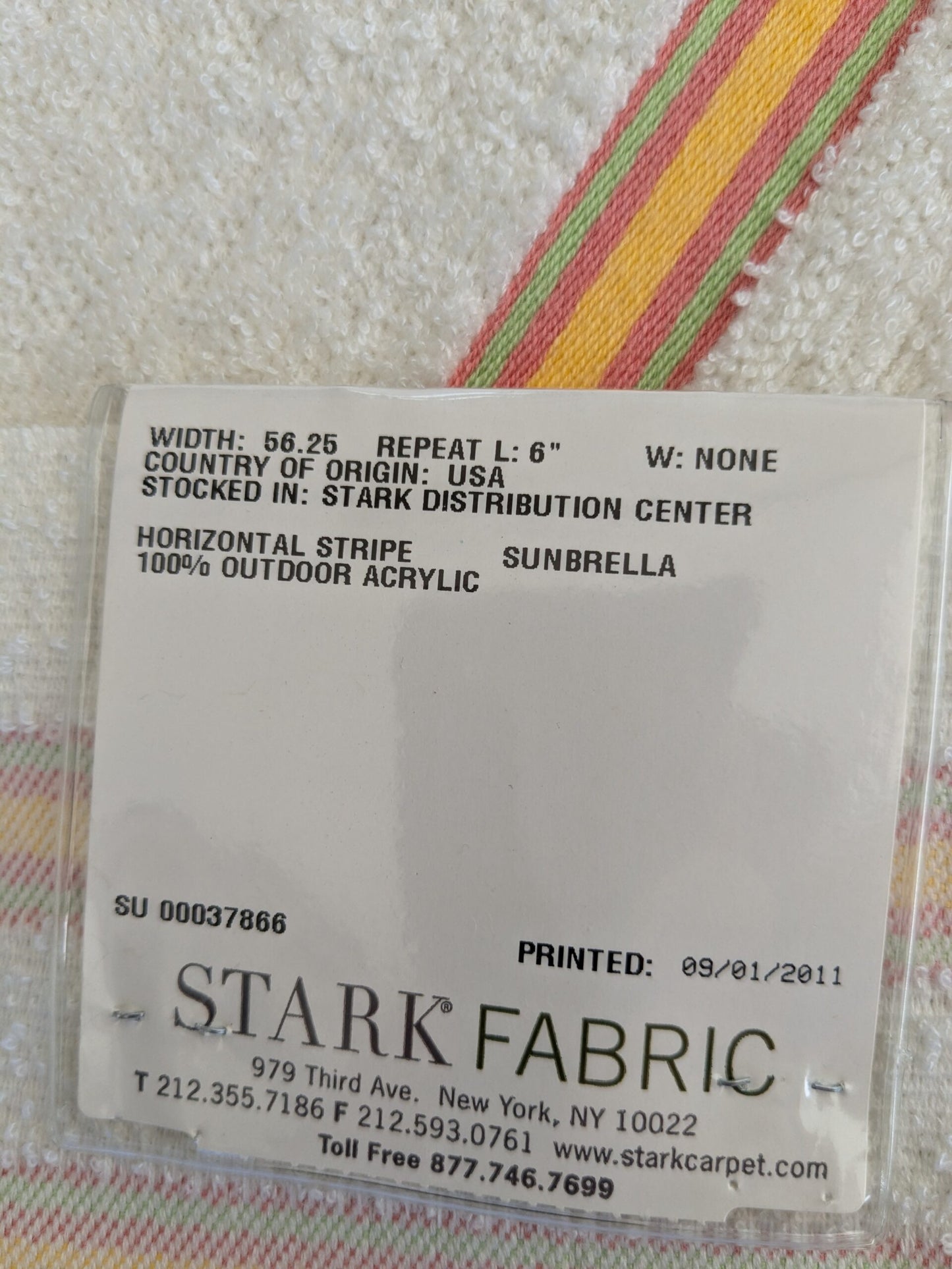 87 EV47 Square Scalamandre Old World Weavers Riviera Gelato Pink Green Yellow White Horizontal Stripe Outdoor