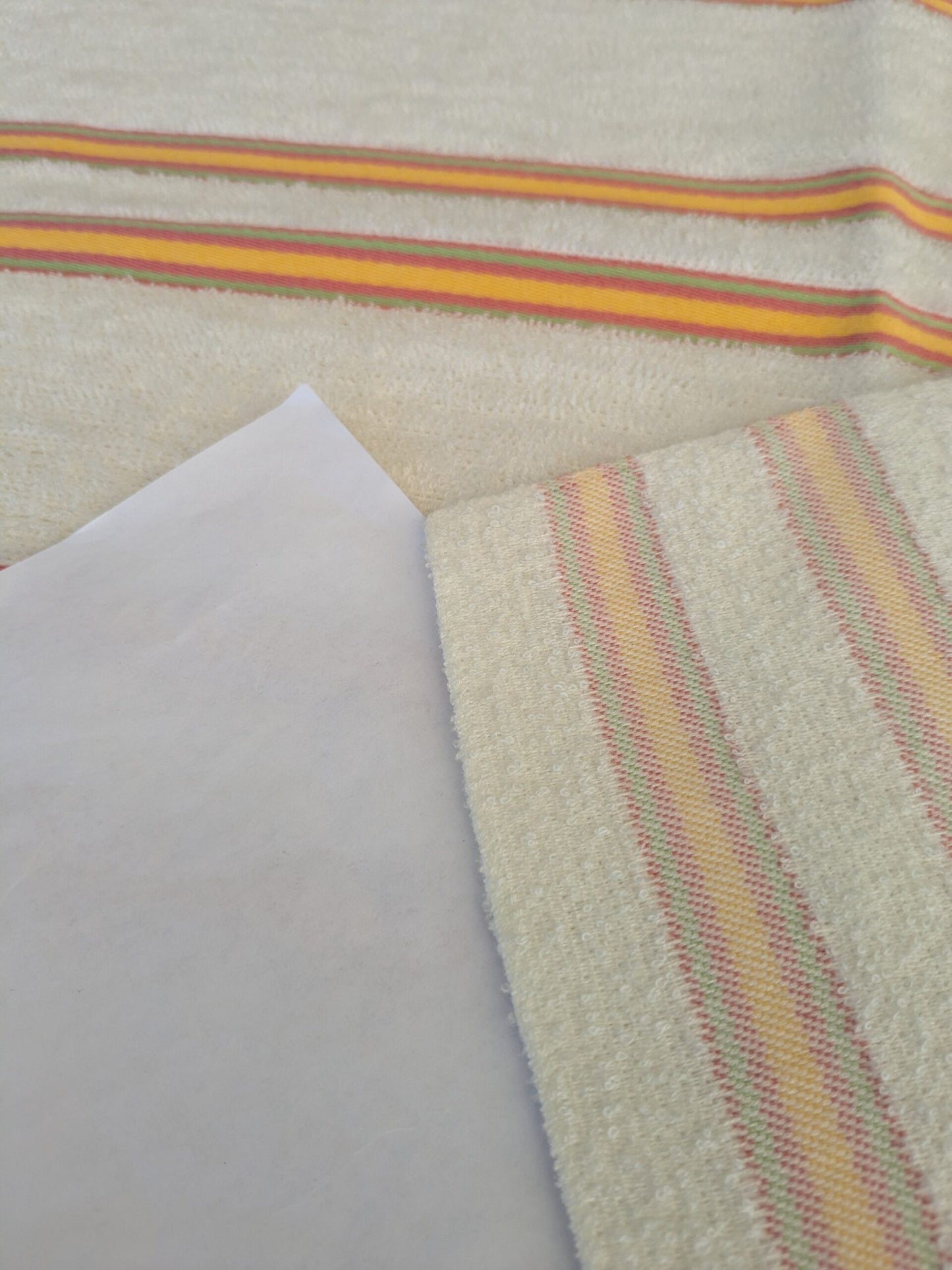 87 EV47 Square Scalamandre Old World Weavers Riviera Gelato Pink Green Yellow White Horizontal Stripe Outdoor