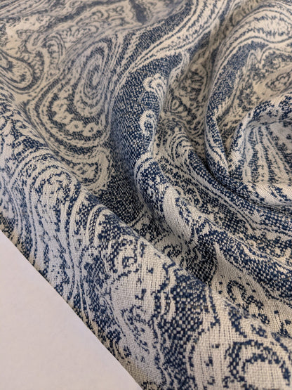 88 EV47 Square Scalamandre Old World Weavers Harwich Port Indigo Outdoor Classic Damask Blue &amp; White MSRP USD 270/Y