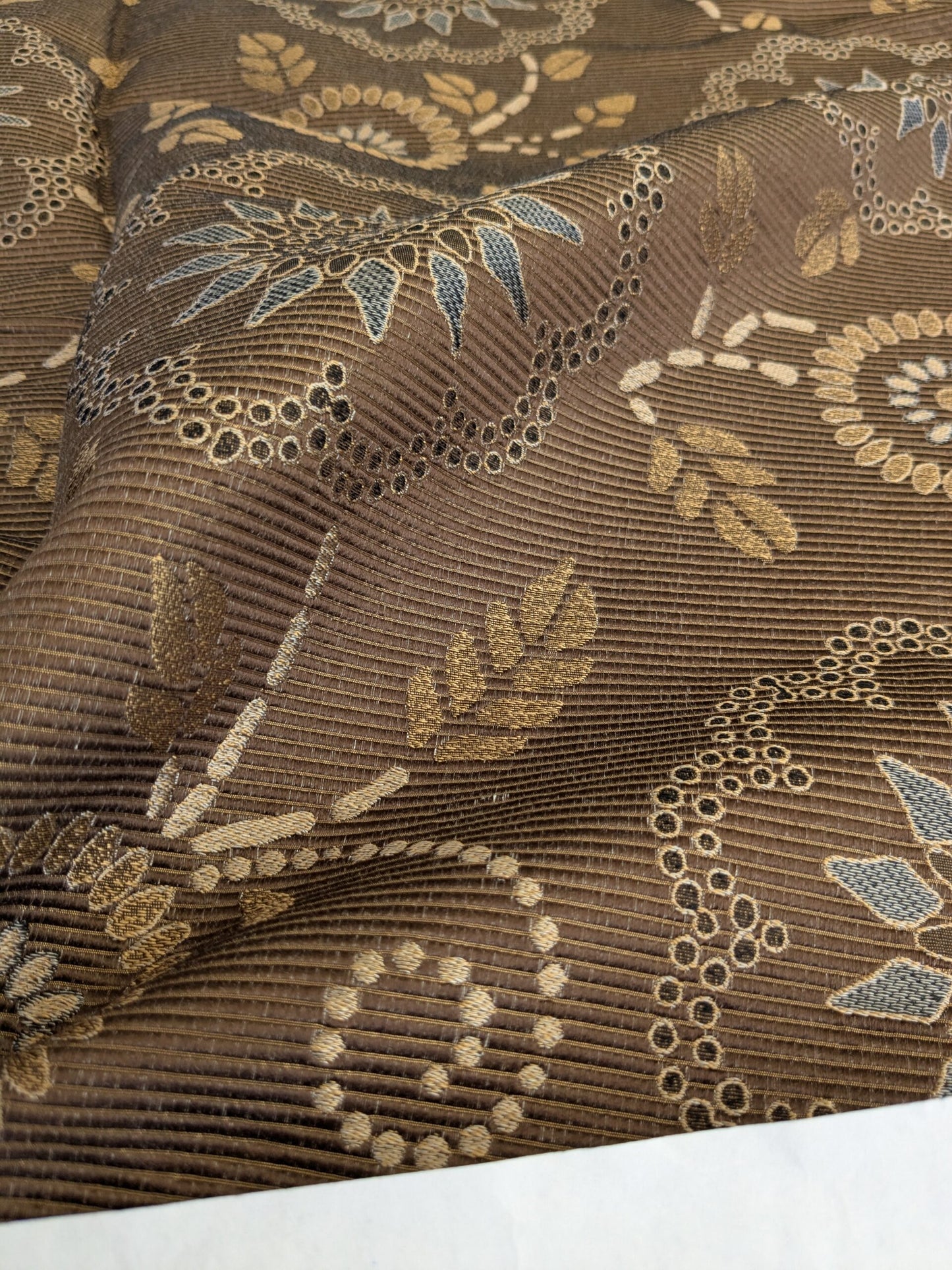 136 EV47 Square Scalamandre Fonthill Kasumi Chocolate Medallion Floral Cotton Silk