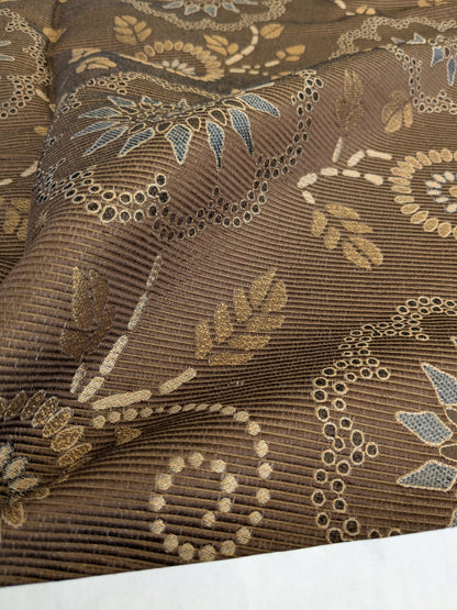 136 EV47 Square Scalamandre Fonthill Kasumi Chocolate Medallion Floral Cotton Silk