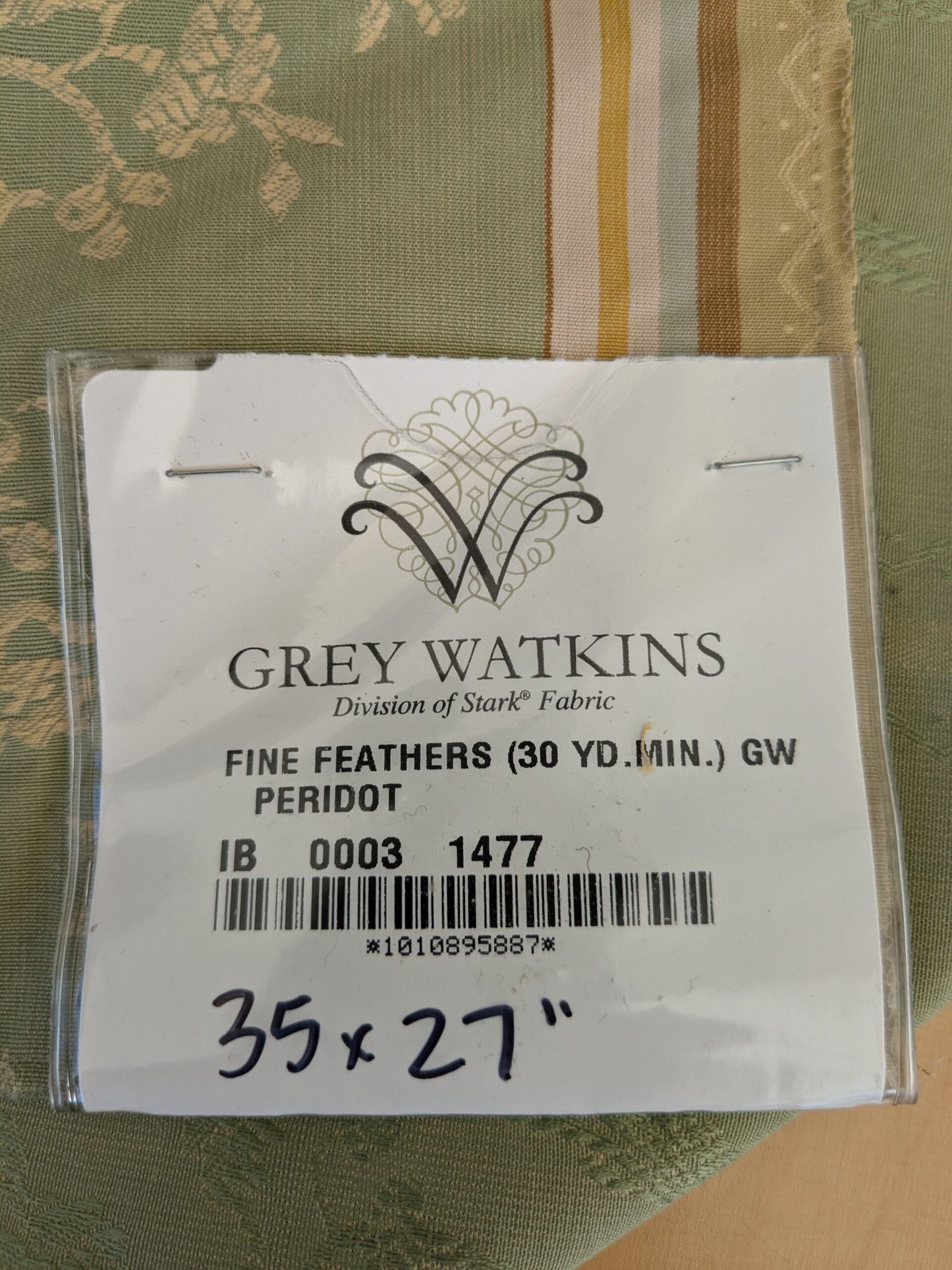93 EV47 Square Scalamandre Grey Watkins Fine Feathers Peridot Green Gold  Viscose Stripe Animals bird Floral  35"x 27"