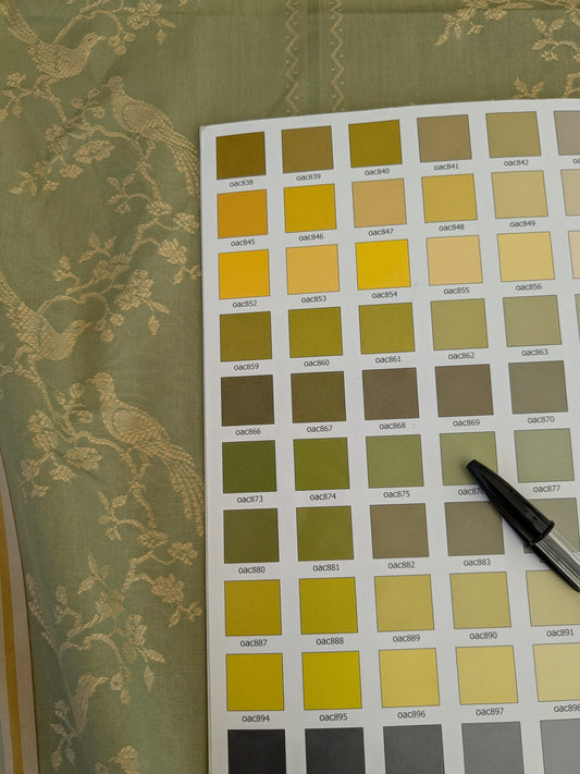 93 EV47 Square Scalamandre Grey Watkins Fine Feathers Peridot Green Gold  Viscose Stripe Animals bird Floral  35"x 27"