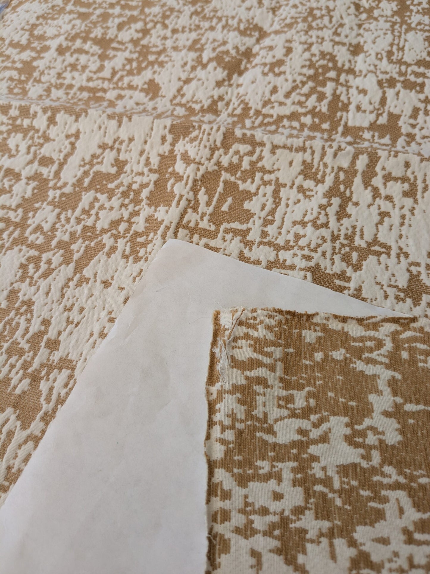 96 EV47 Square Scalamandre Acacia Palomino Gold White Cotton Jacquard Abstract Small Scale Textures